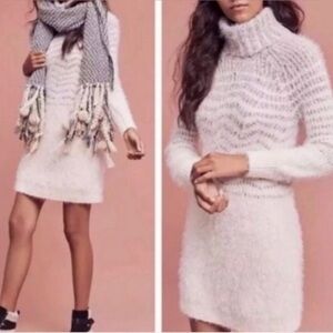 Anthropologie Sleeping on Snow Wool Alpaca Blend Shelby Eyelash Sweater Dress